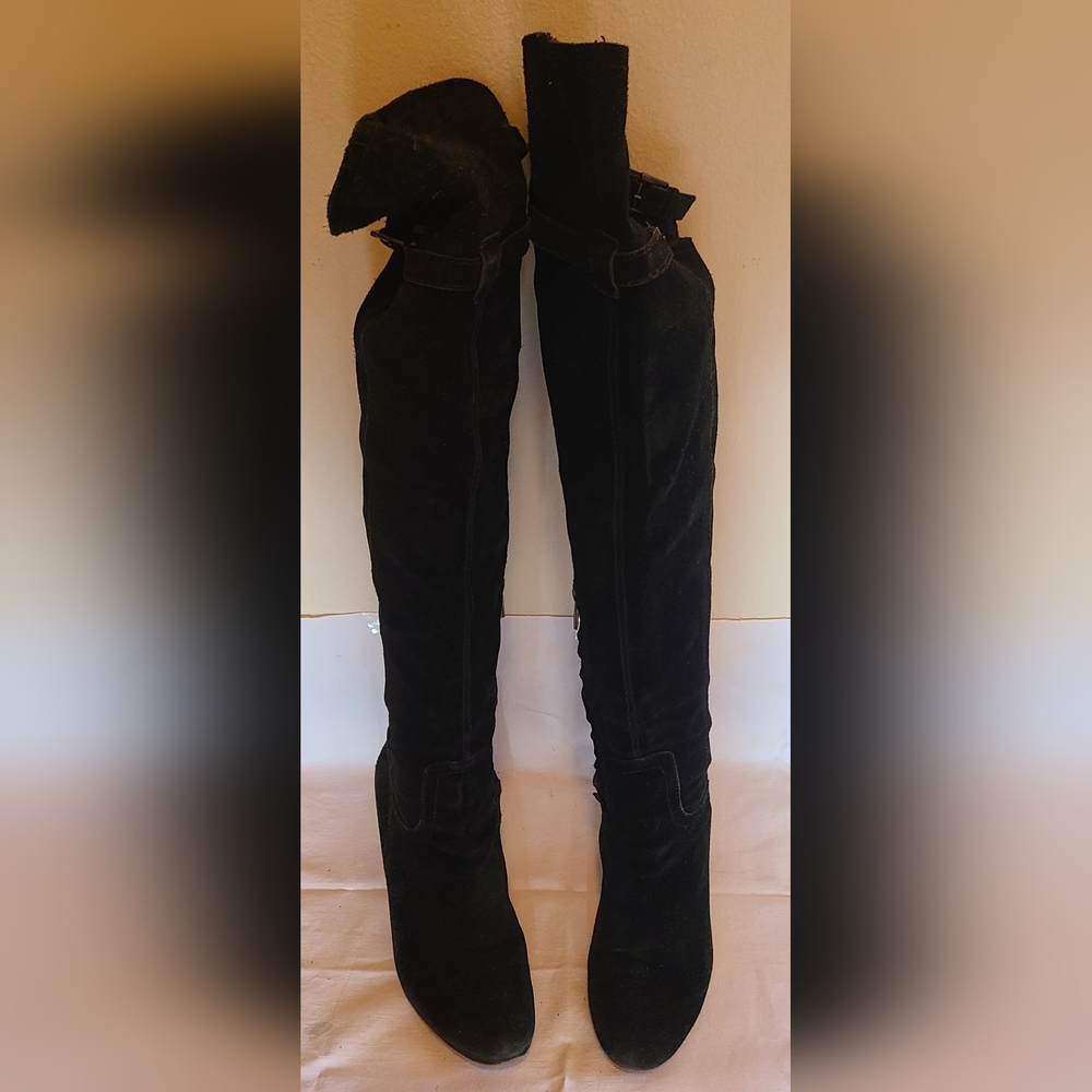 Sam Edelman Black Suede Leather Heeled Boots